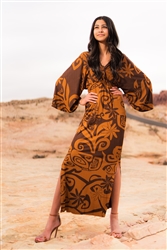 'Elepaio Maxi Dress (Brown w/dark brown Print)