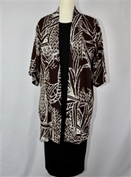 La'i Maxi Kimono Jacket (Brown w/white print)