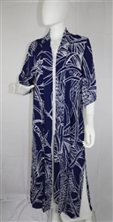La'i Maxi Kimono Jacket (Blue w/white print)