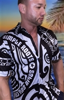 Moku Nui Aloha Shirt (Silver w/Black print)
